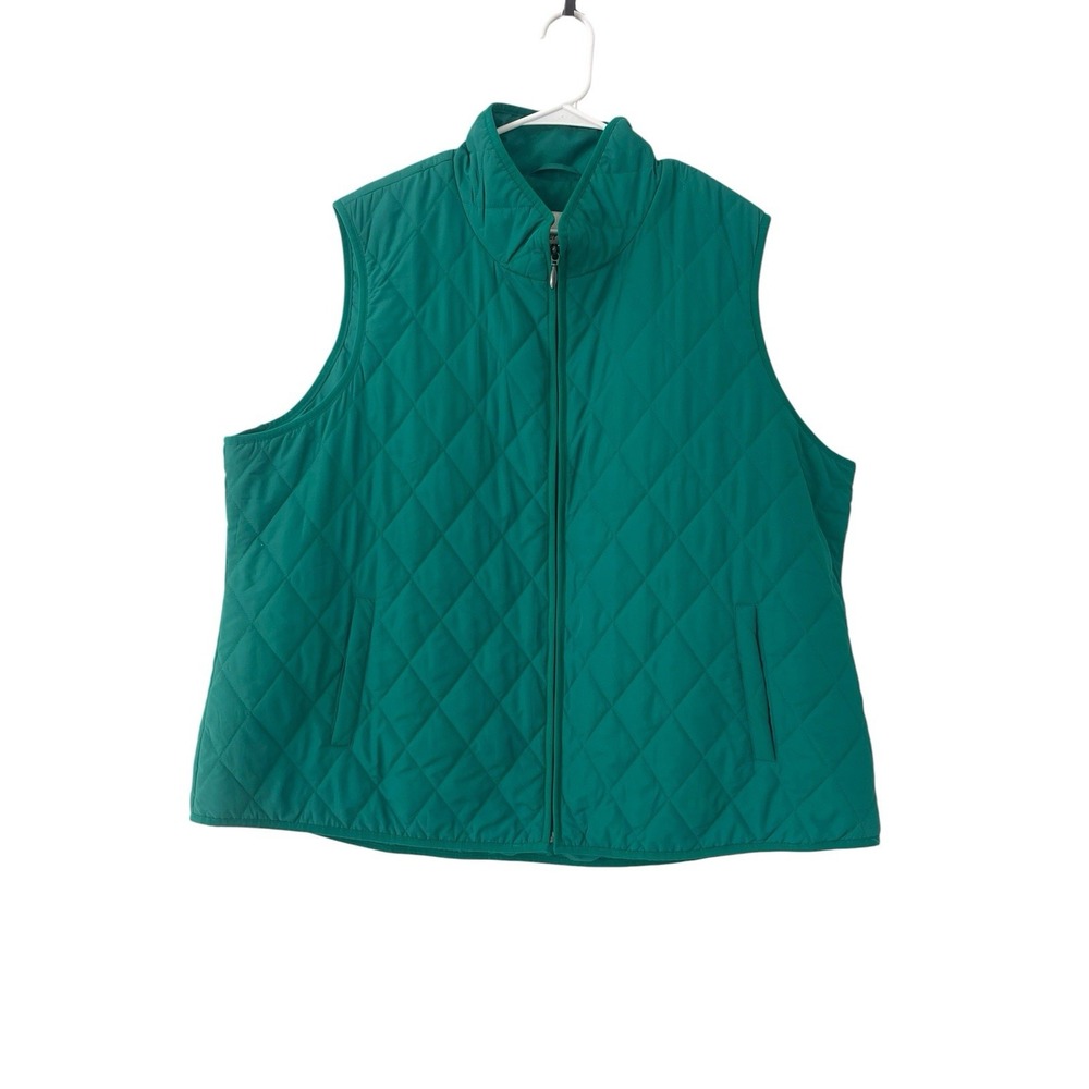 Coldwater Creek Quilted Zip Front Vest Kelly Green 3X Festive  Gorpcore Hiking